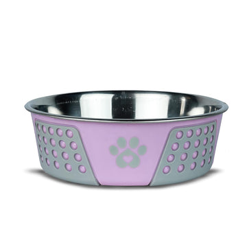 Holy Paws Hermosa Bowl Stainless Steel Paw Print Dog Bowl (Color May Vary)
